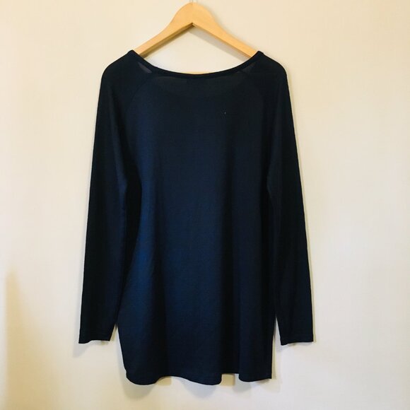 Topshop Dark Navy Blue Lightweight Knit Long Top - Picture 2 of 14
